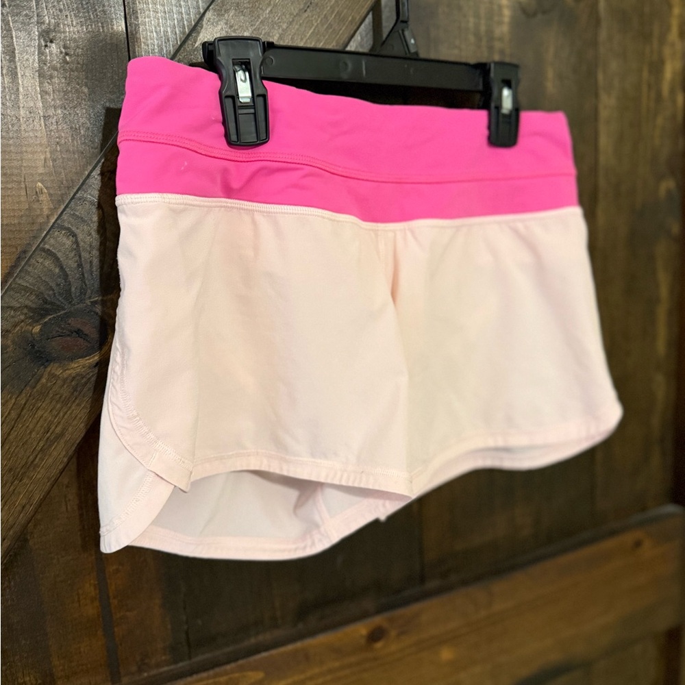 Lululemon Pink Two-Tone Active Shorts - Hot Pink Waistband